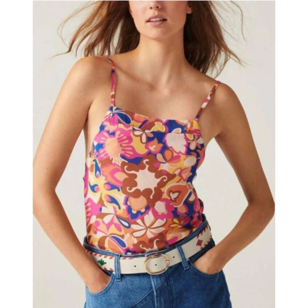 ba&sh Sery Floral Print Viscose Camisole Tank Top Multicolor Size Medium